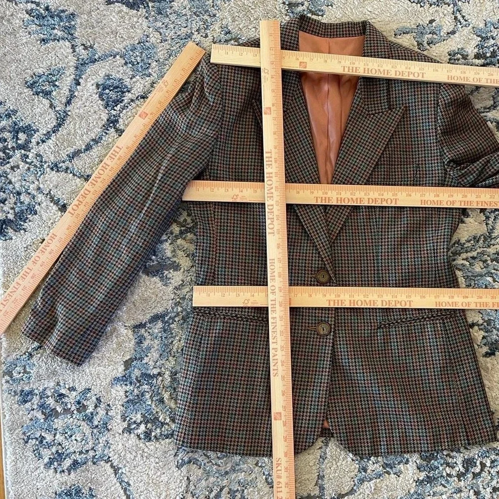 Vintage 90s Forenza Blazer Houndstooth Brown Career Office Jacket‎ Size 12